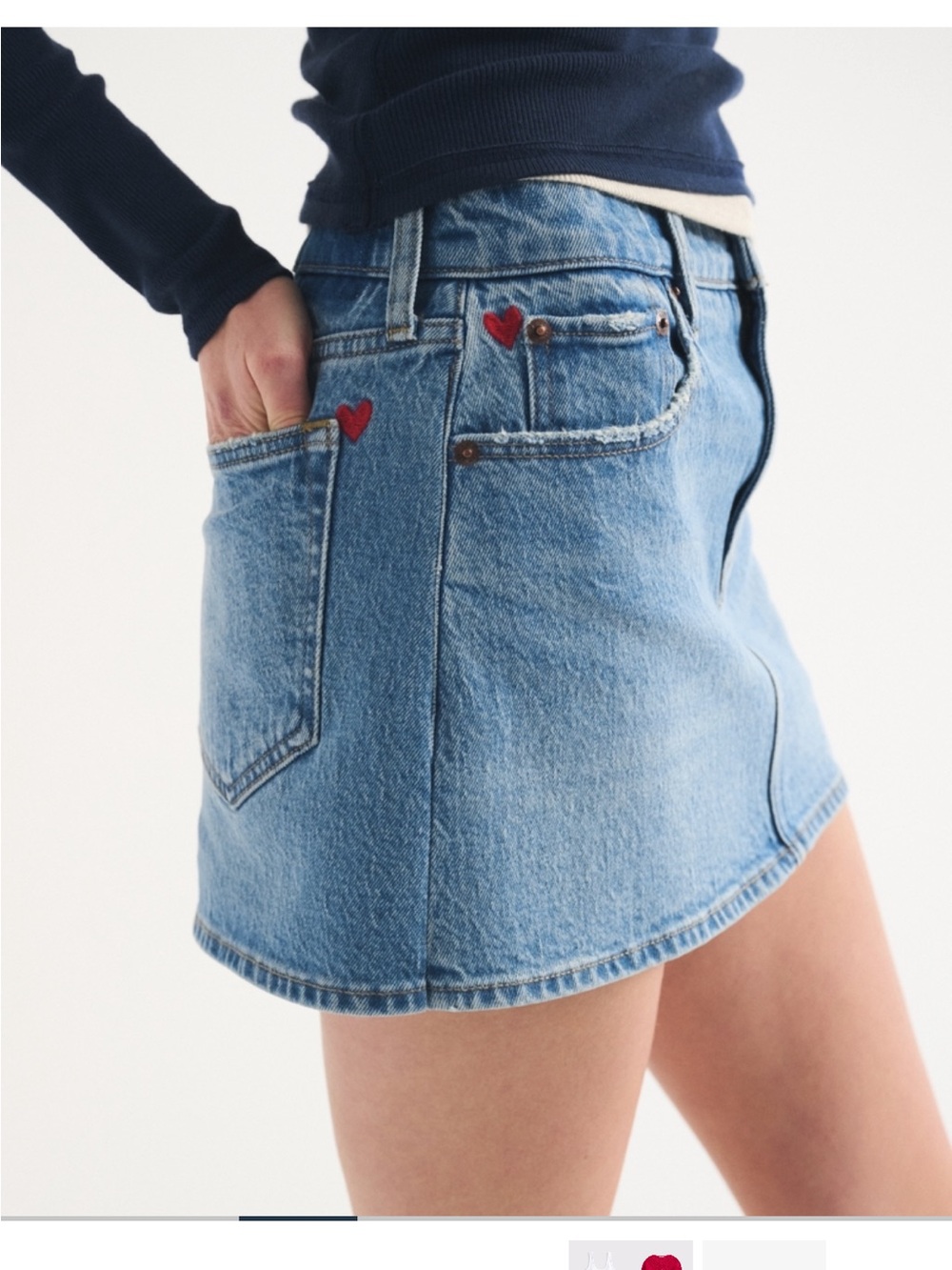 Abercrombie & Fitch Light Wash Denim Mid Rise Mini Skirt with built-in shorts